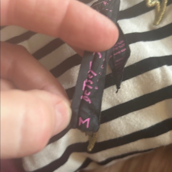 Betsy Johnson‎ Striped Long Sleeve Top with Lightning Bolt Embroidery Size Med. - Picture 7 of 7